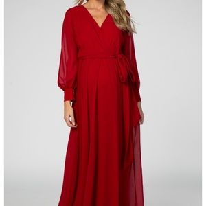 Pink lush long sleeve maternity dress